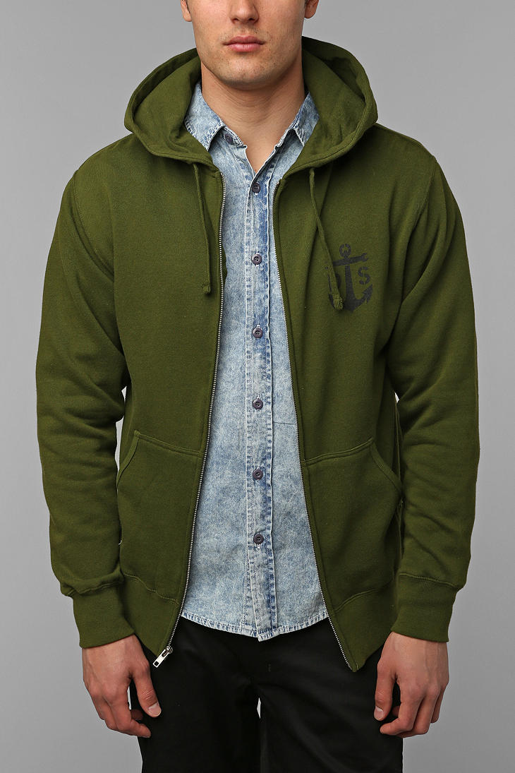 green zip up hoodie mens