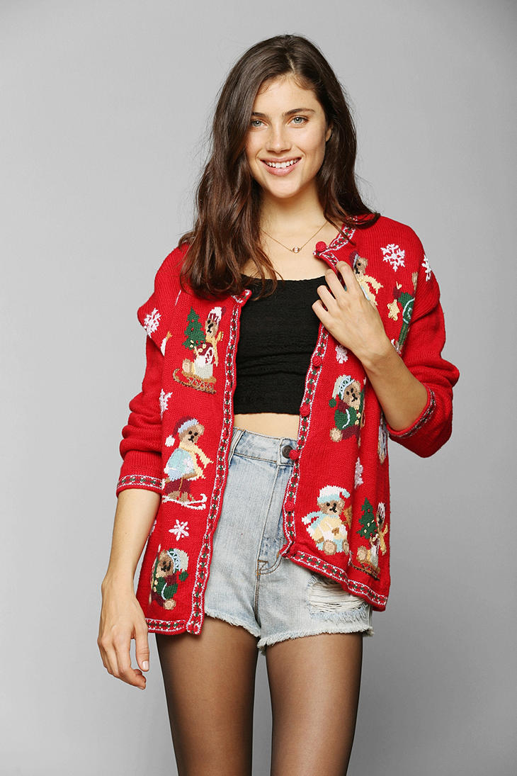 Urban Outfitters Urban Renewal Ugly Christmas Cardigan in Red - Lyst