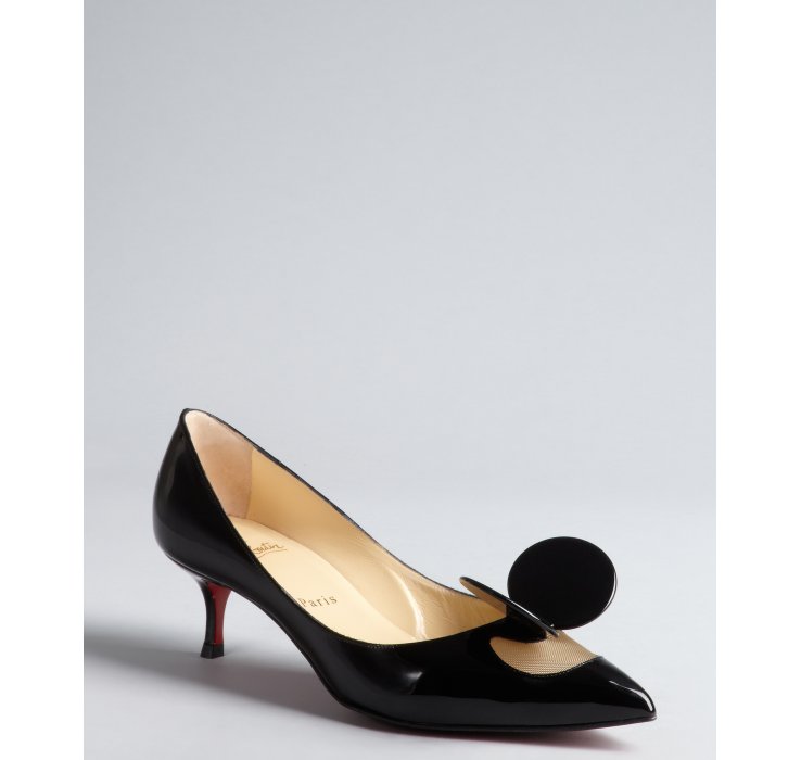 christian louboutin black leather kitten heel