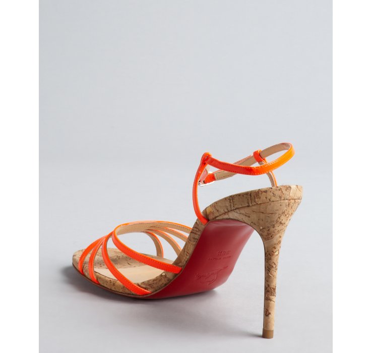 Christian louboutin Neon Patent Leather Belride 85 Cork Heeled ...  