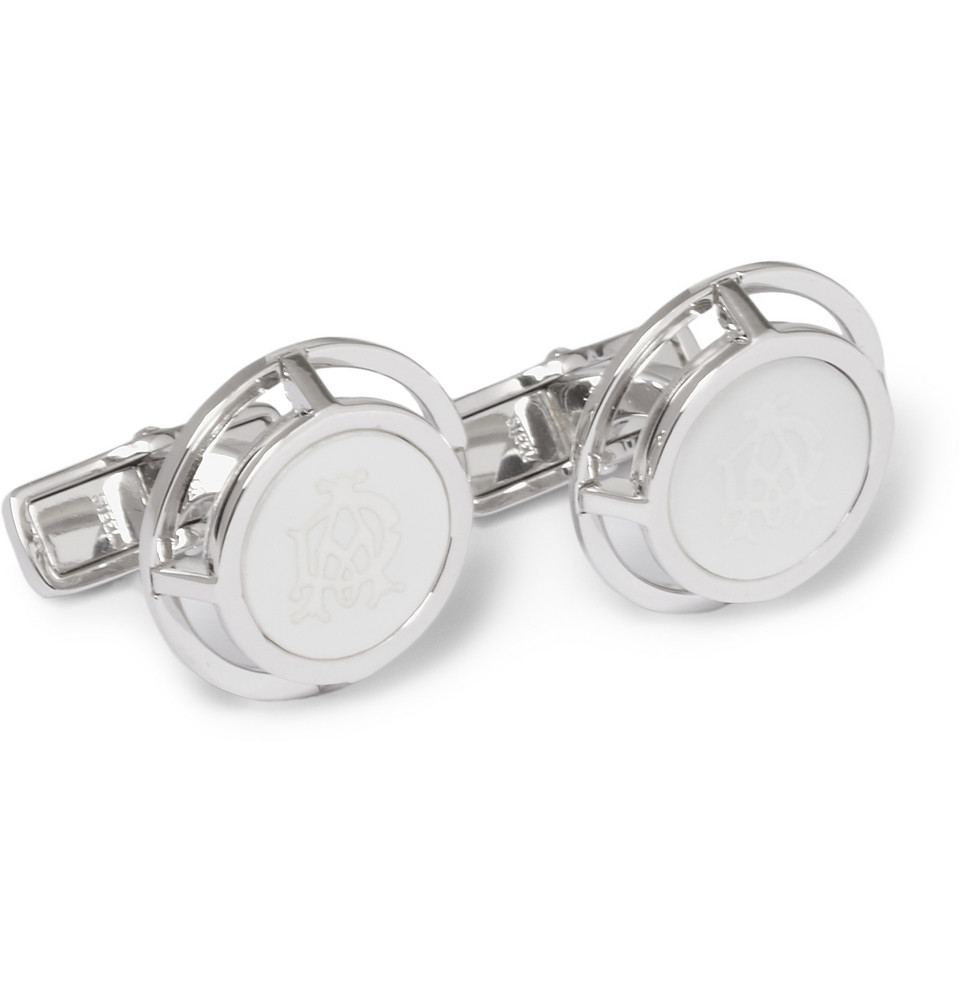 Dunhill Engraved MotherOfPearl Cufflinks in Silver (Metallic) for Men