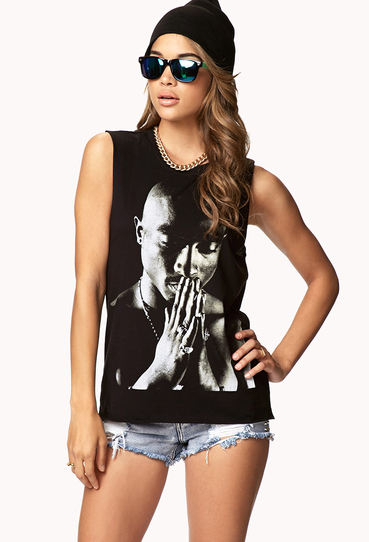 Forever 21 Tupac© Muscle Tee in Black 