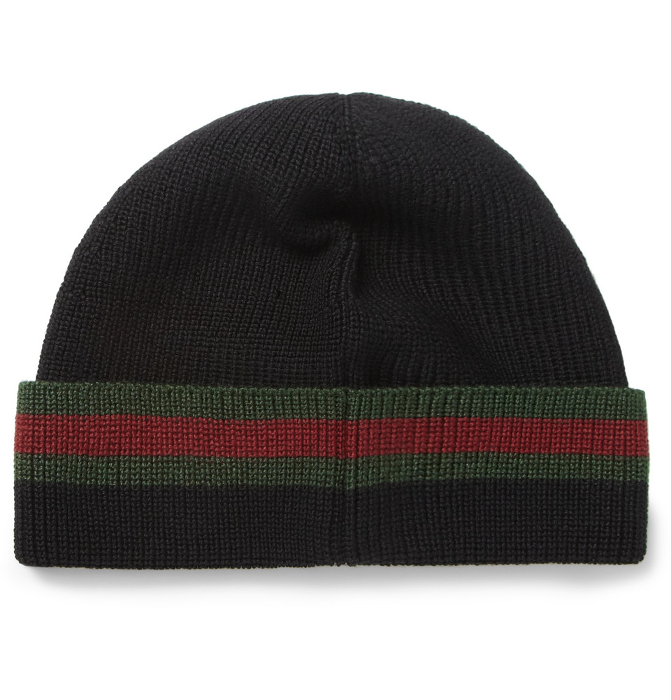 Gucci Wool and Silkblend Beanie Hat in Black for Men | Lyst