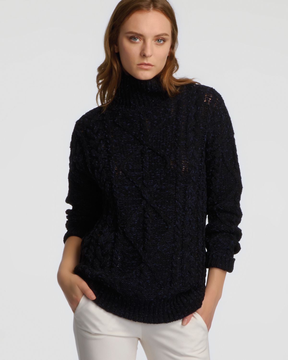 chunky cable turtleneck sweater