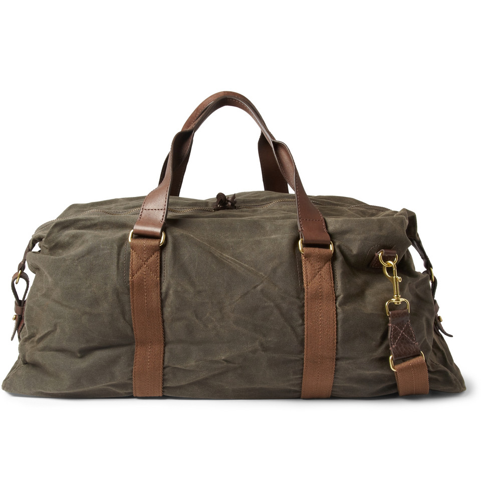 J.Crew Abingdon Waxed Cotton-Canvas And Leather Holdall Bag in Green for Men - Lyst