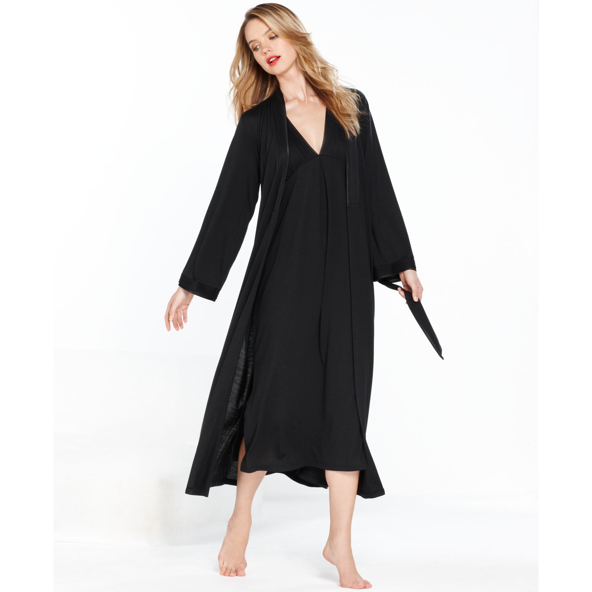 Jones New York Polyester Rayon Robe in Black | Lyst