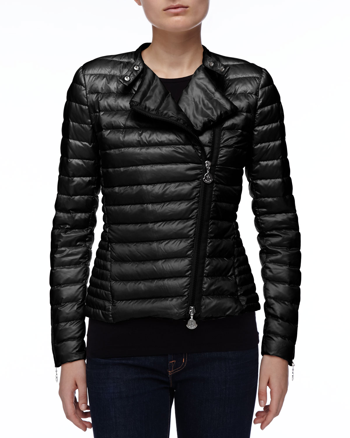 Lyst - Moncler Asymmetric-Zip Puffer Jacket in Black