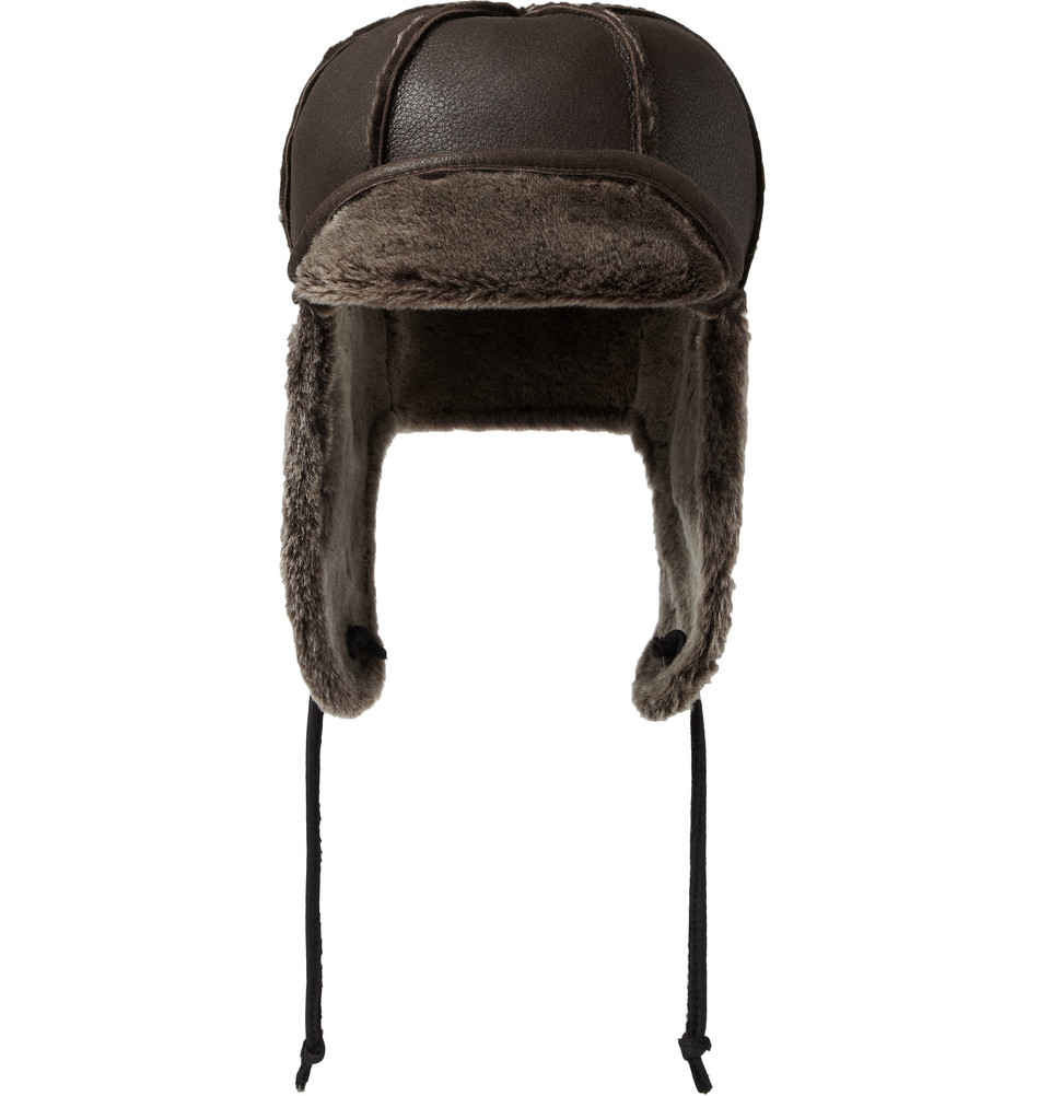 paul smith brown shearling trapper hat product 3 14467776 088724635