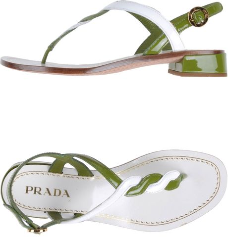 Prada Flip Flops in White (Military green) | Lyst