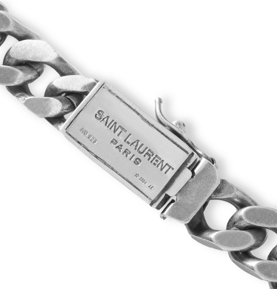 Saint Laurent logo-plaque chain bracelet - Silver