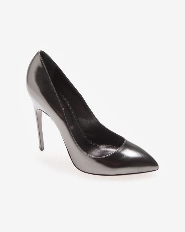 pewter leather pumps