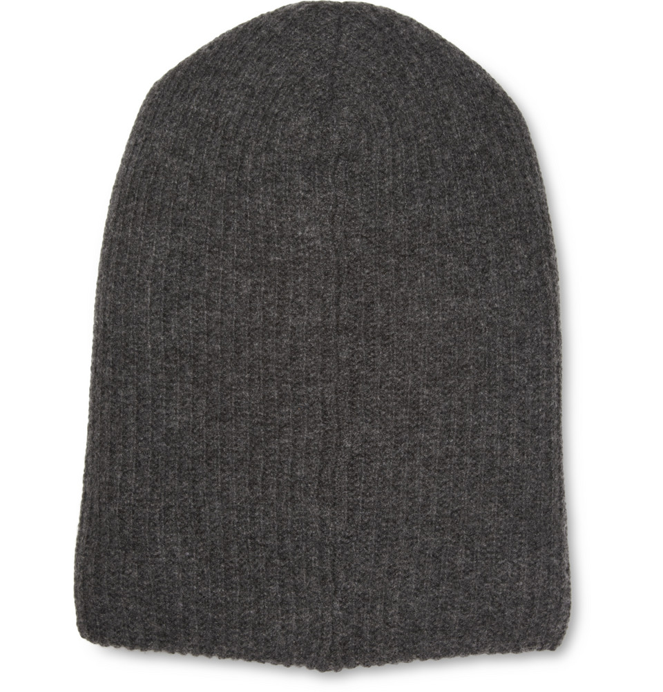 The Elder Statesman Ribbed Cashmere Beanie Hat in Gray for Men - Lyst