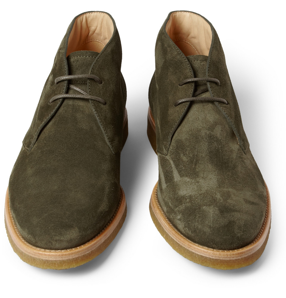 Tod's Crepesole Suede Desert Boots in Green for Men Lyst