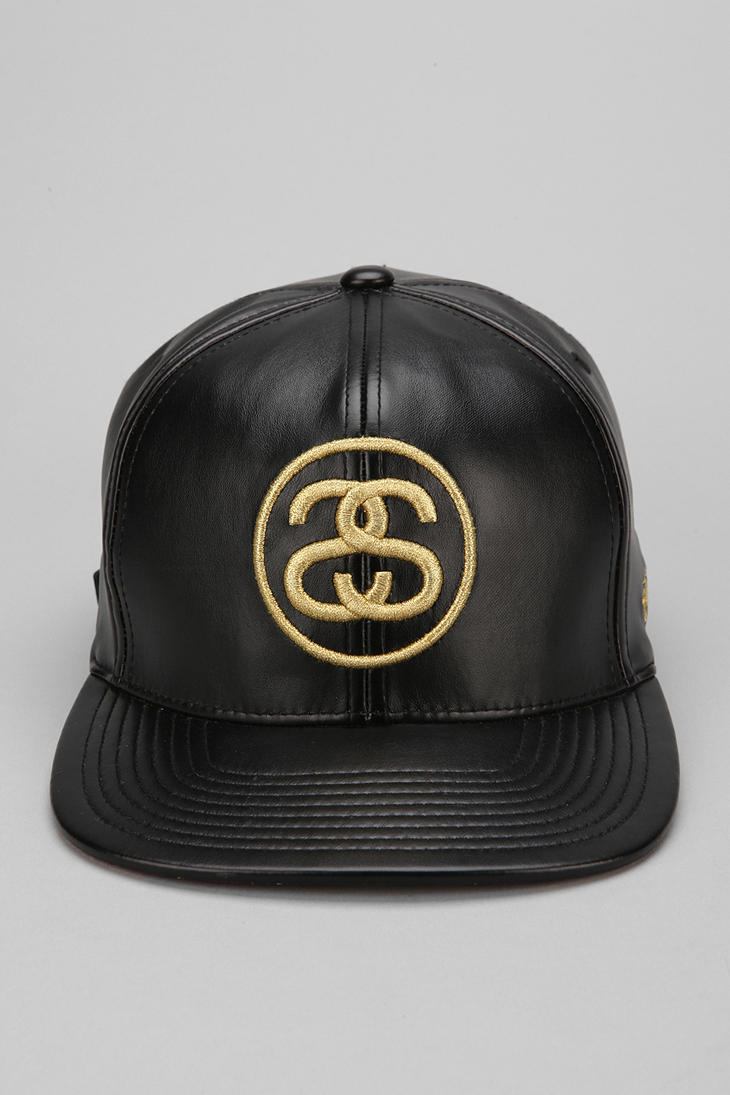 Lyst Stussy Vegan Leather Strapback Hat in Black for Men