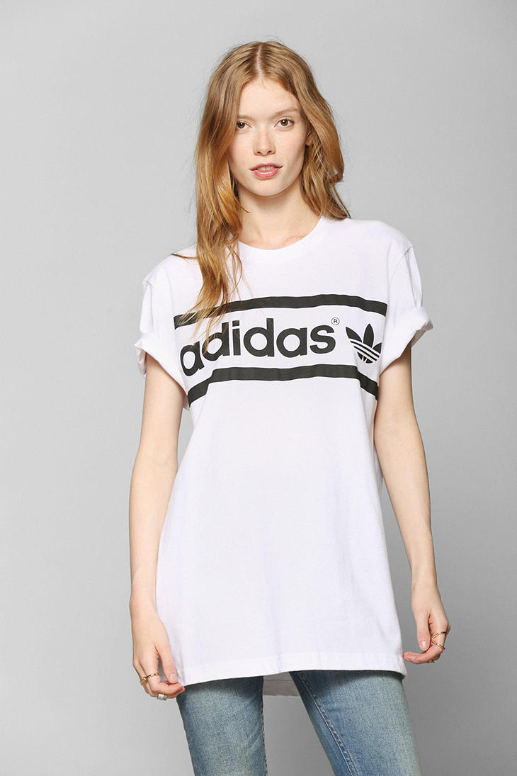 Urban Outfitters Adidas Heritage Logo Tee in White | Lyst