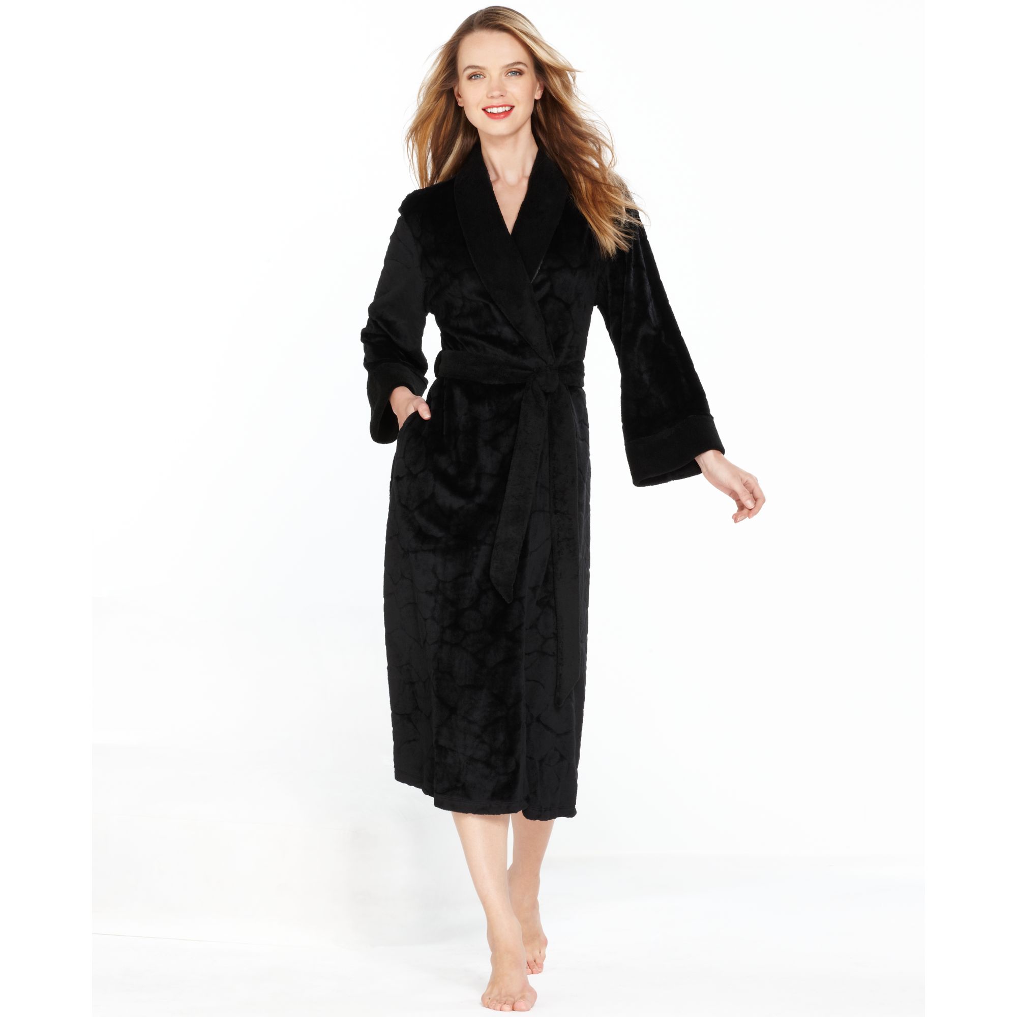Lyst Jones New York Plush Terry Animal Robe in Black