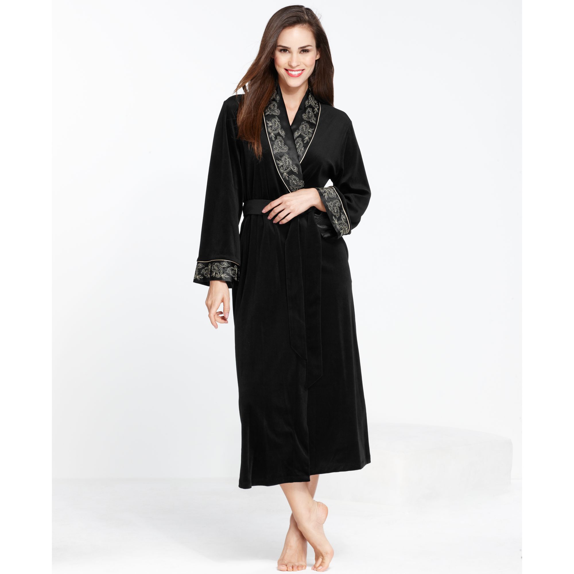 Jones new york Steam Velour Robe in Black Lyst