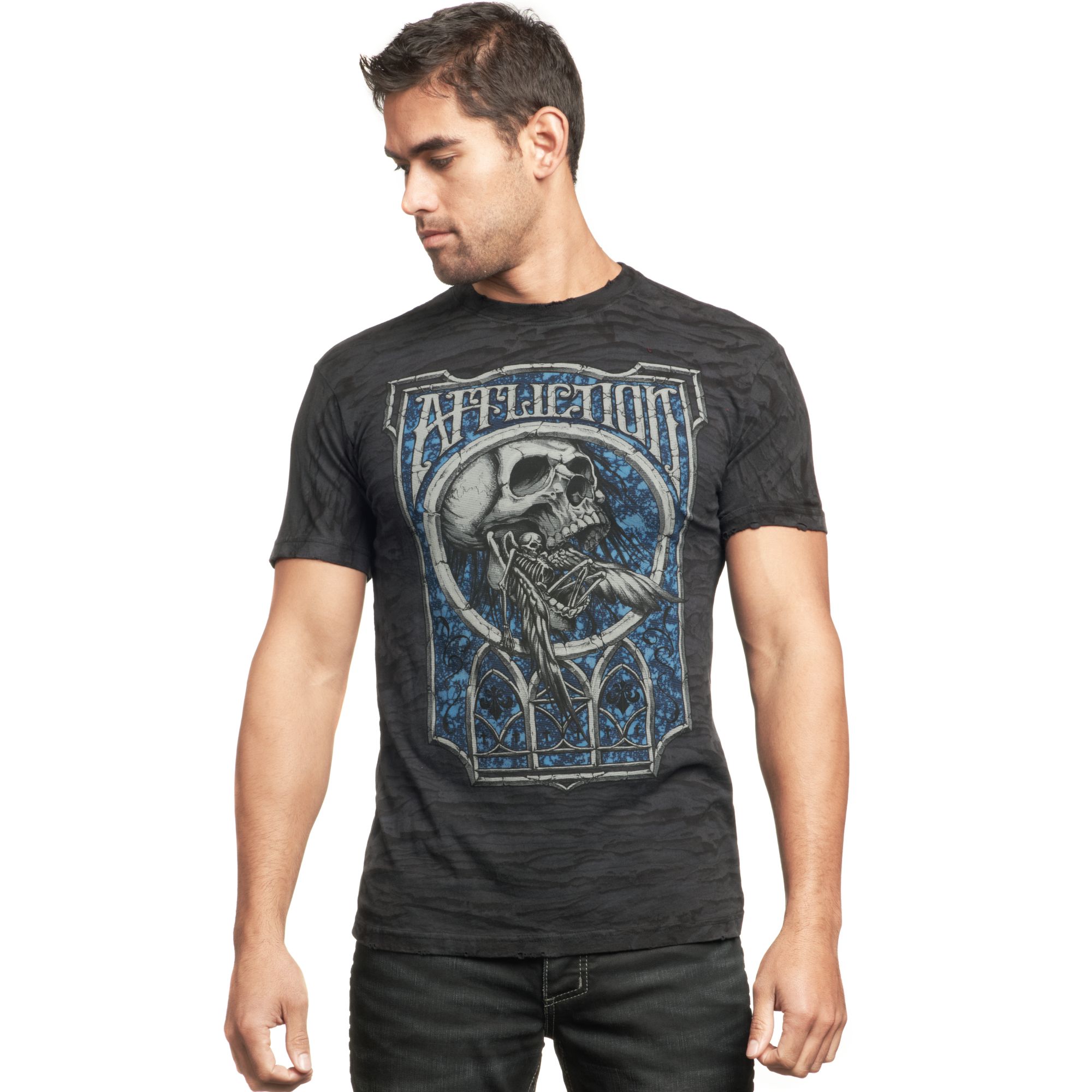 Lyst - Affliction Skull Graphic Tshirt in Black for Men