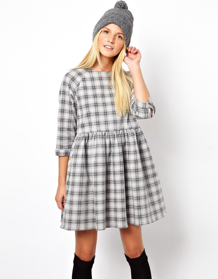 checked smock dress