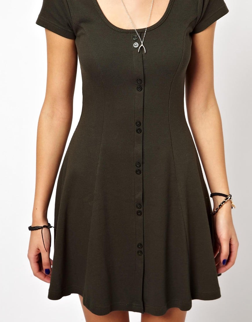 button down skater dress