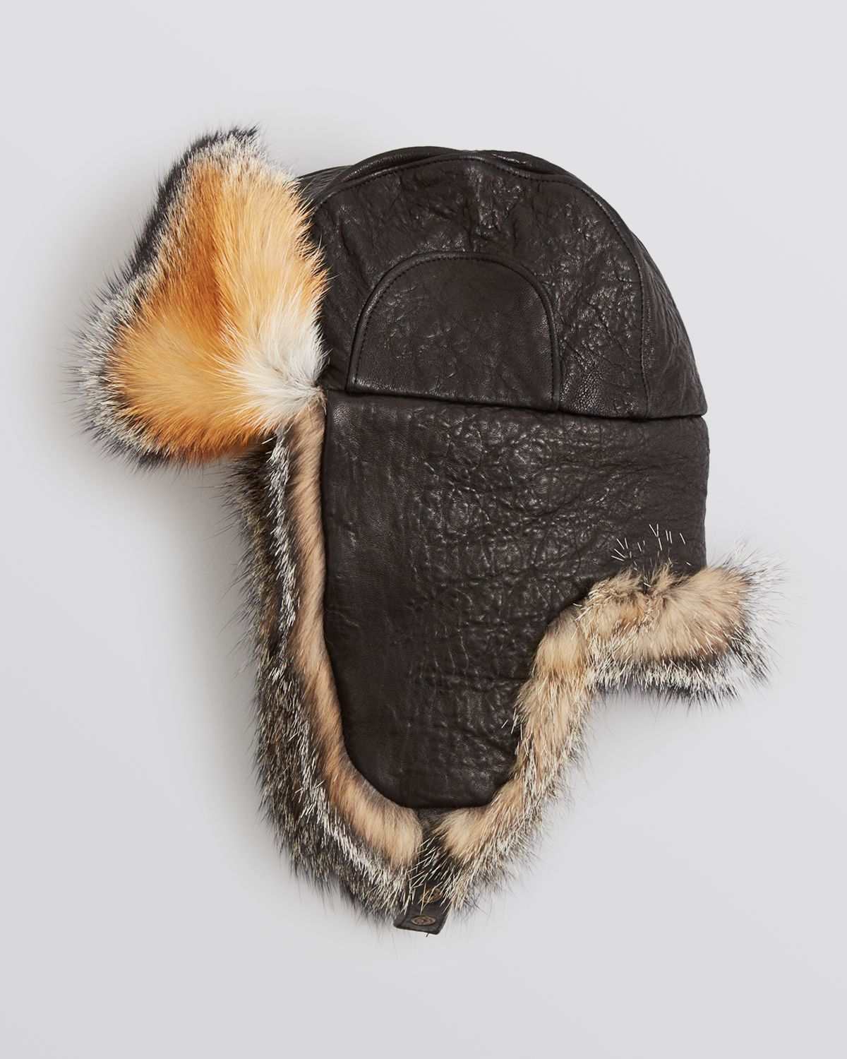 Crown cap Leather Fur Aviator Hat in Black for Men Lyst