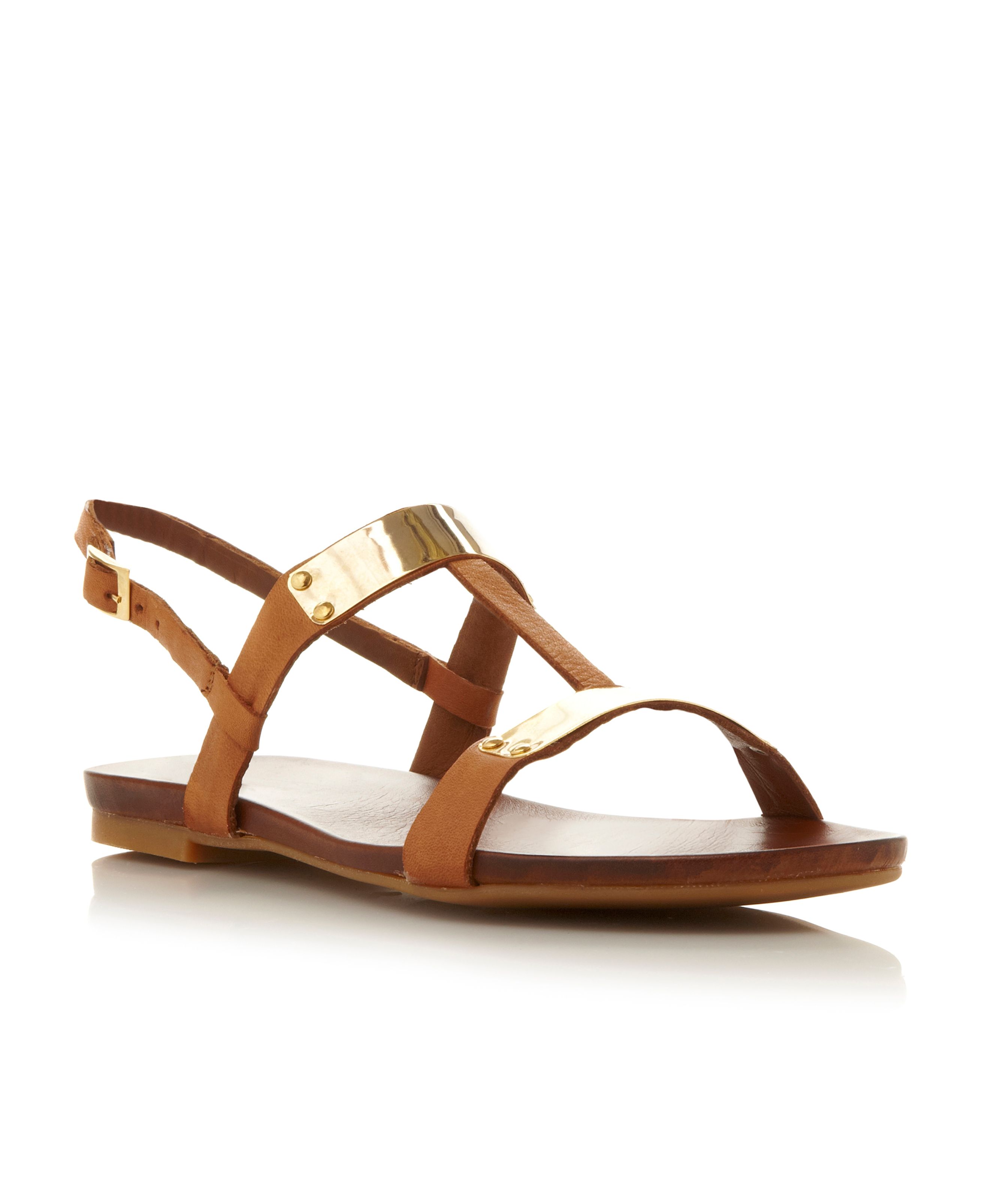 Dune Janeytmetal Detail Flat Sandals in Metallic Lyst