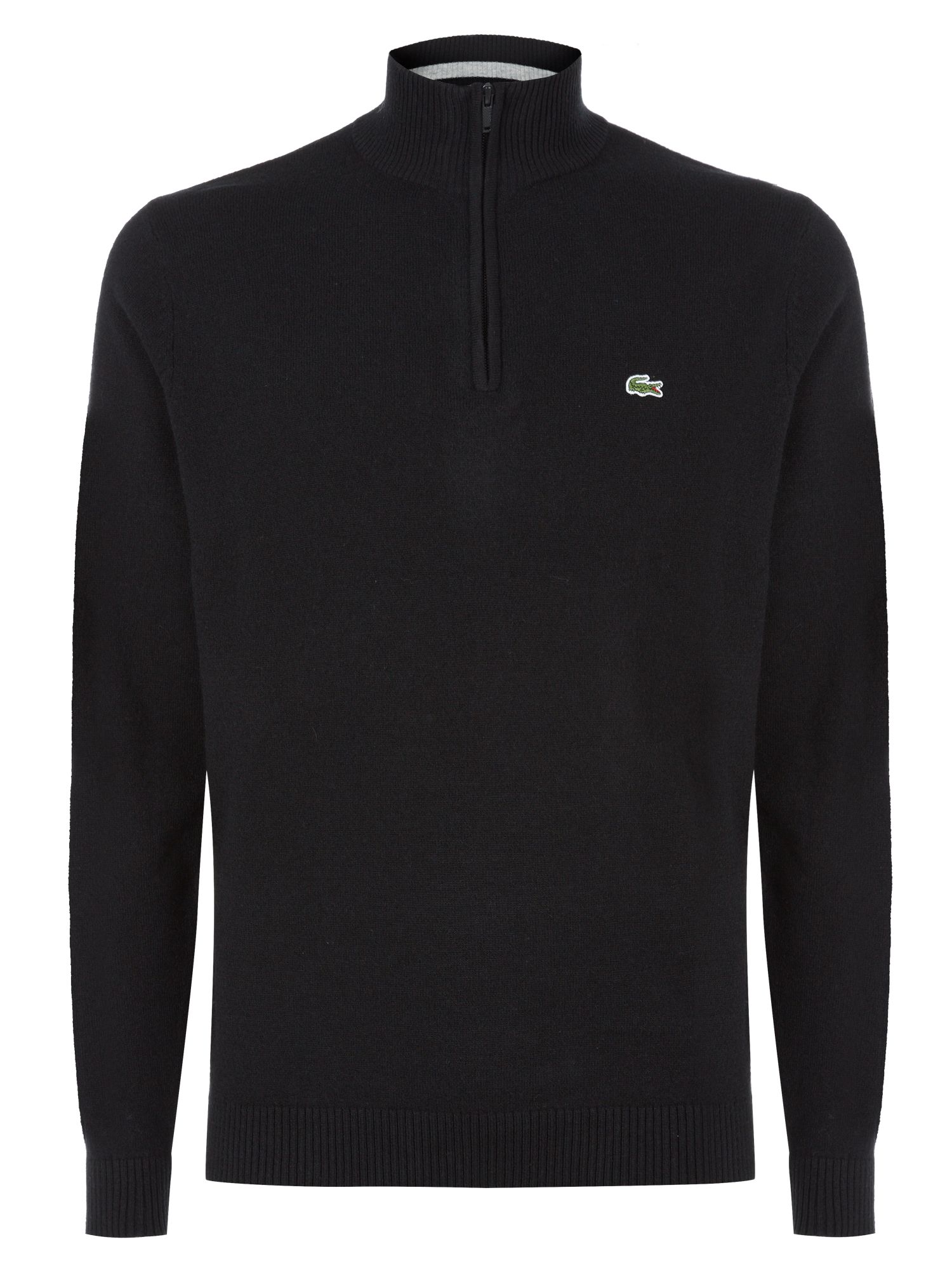 Lacoste Zip Collar Lambswool Sweater in Black for Men | Lyst