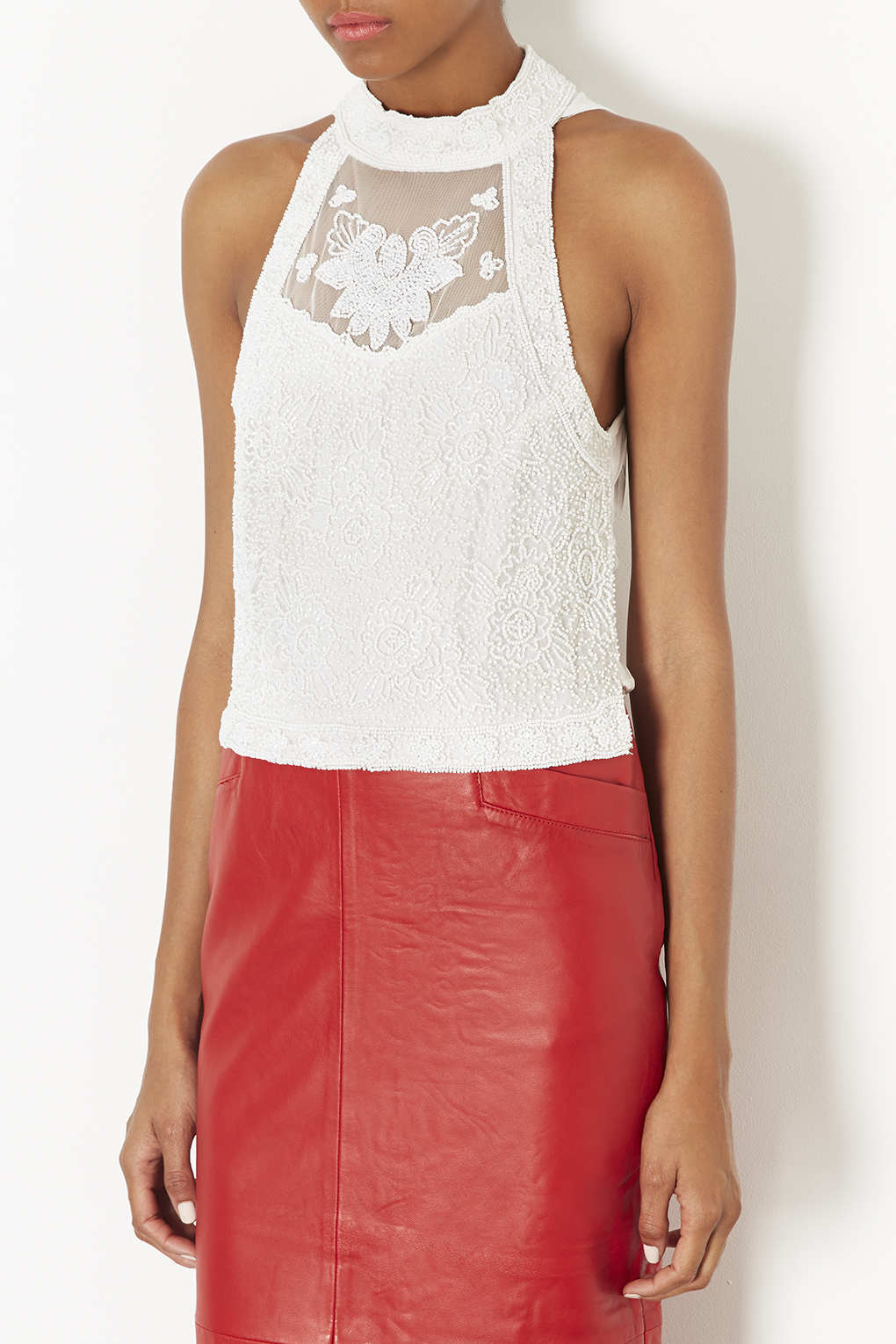 TOPSHOP Eyelash Lace Crop Top in White - Lyst