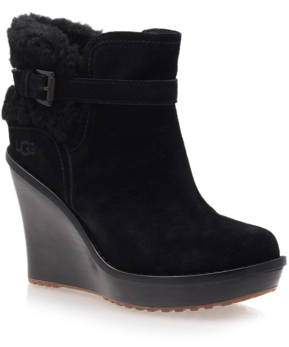 UGG Black Anais Wedge Boots - Lyst