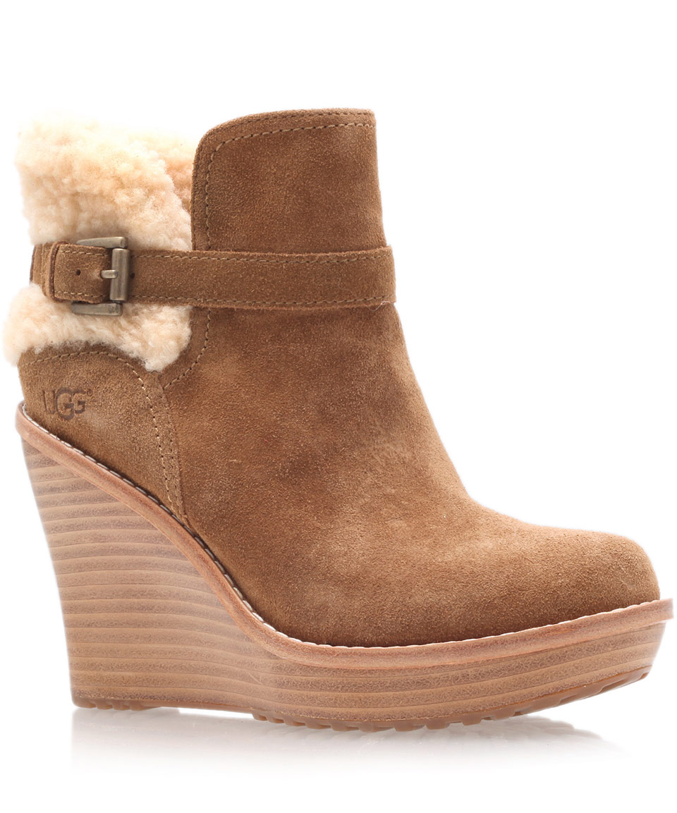 UGG Chestnut Anais Wedge Boots in Brown - Lyst
