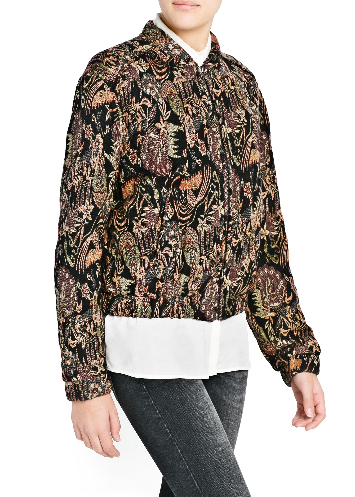 Lyst Mango Tapestry Jacquard Jacket in Black