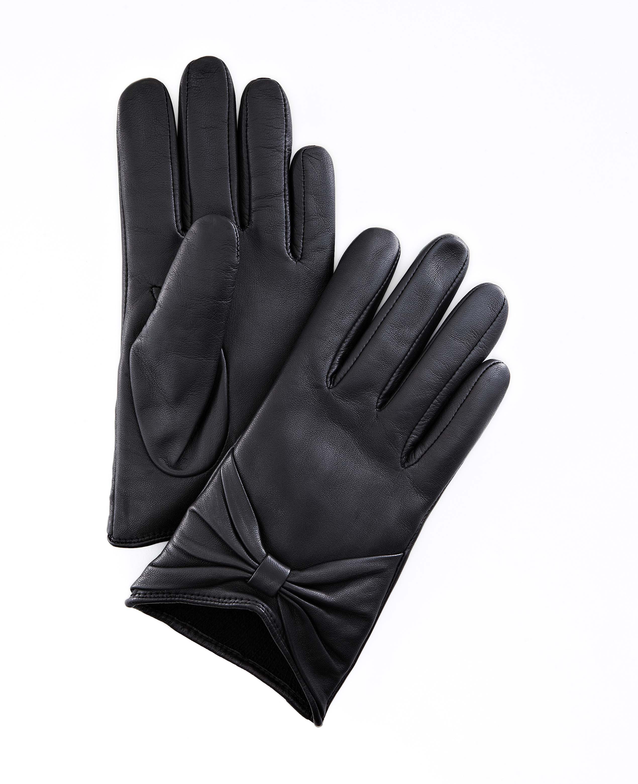 Ann taylor Leather Bow Gloves in Black Lyst