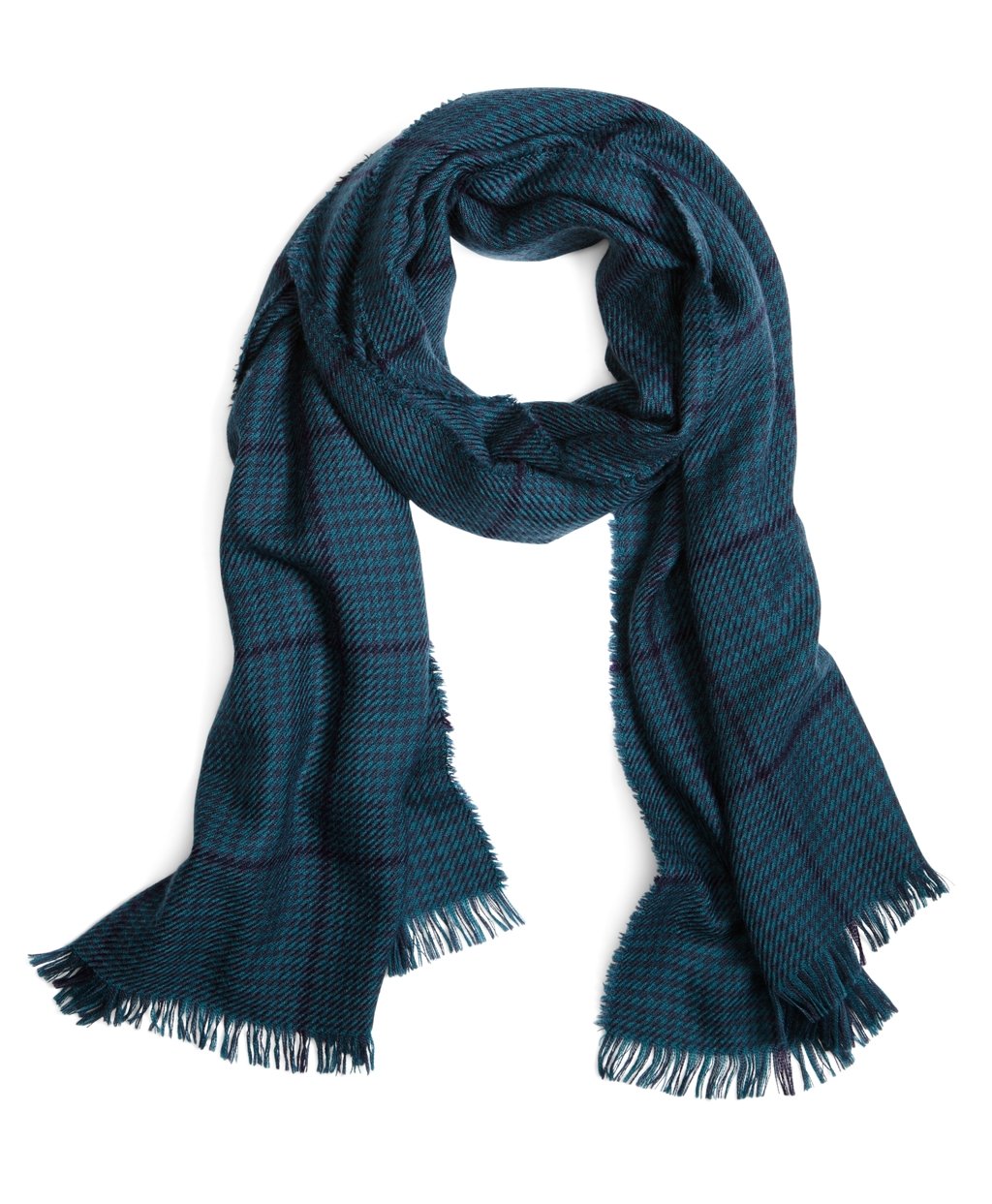 Brooks Brothers Houndstooth Cashmere Scarf in GreenNavyPurple (Blue