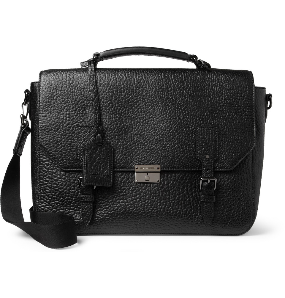 Burberry Textured Leather Messenger Bag in Black for Men Lyst