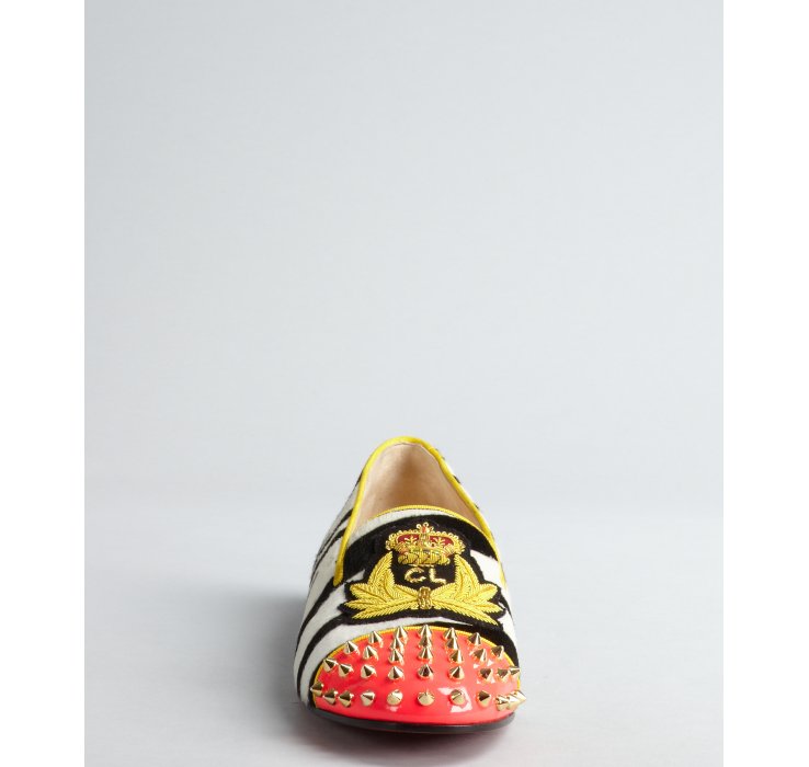 red spiked shoes - Christian louboutin Black and White Zebra Print Pony Hair Spiked ...