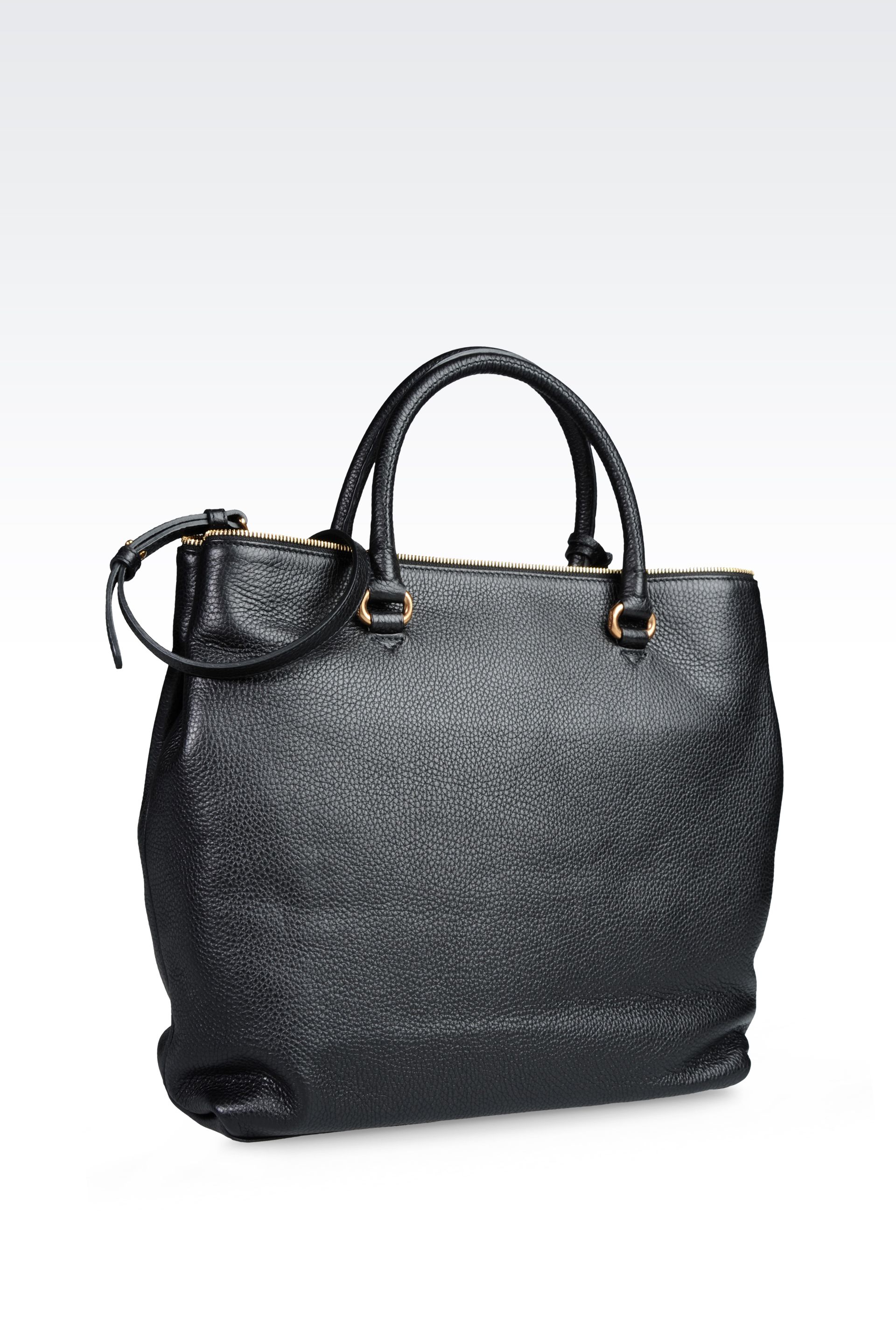 Lyst - Emporio Armani Leather Tote Bag with Full Zip in Black