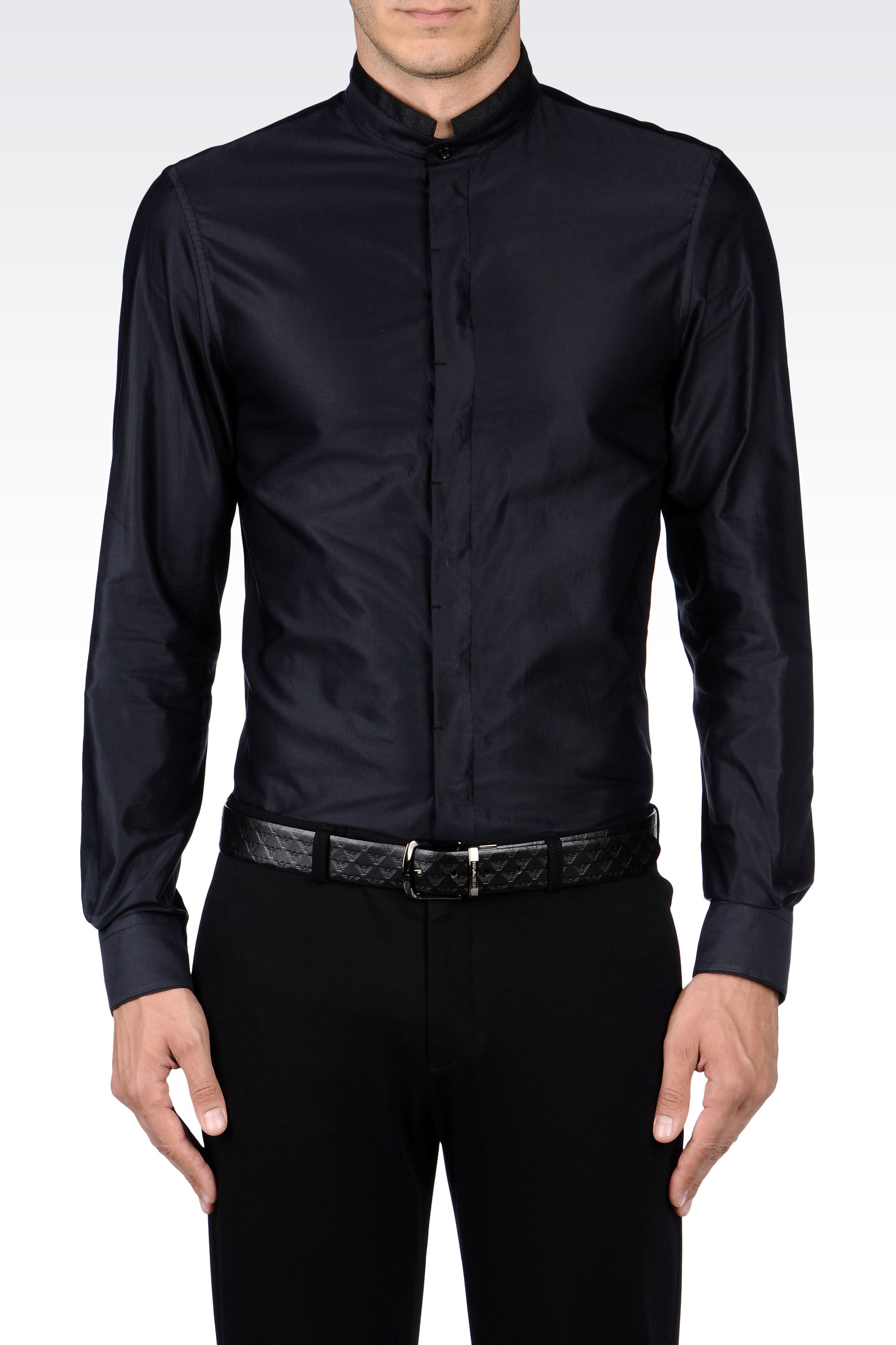 slim fit mandarin collar shirt