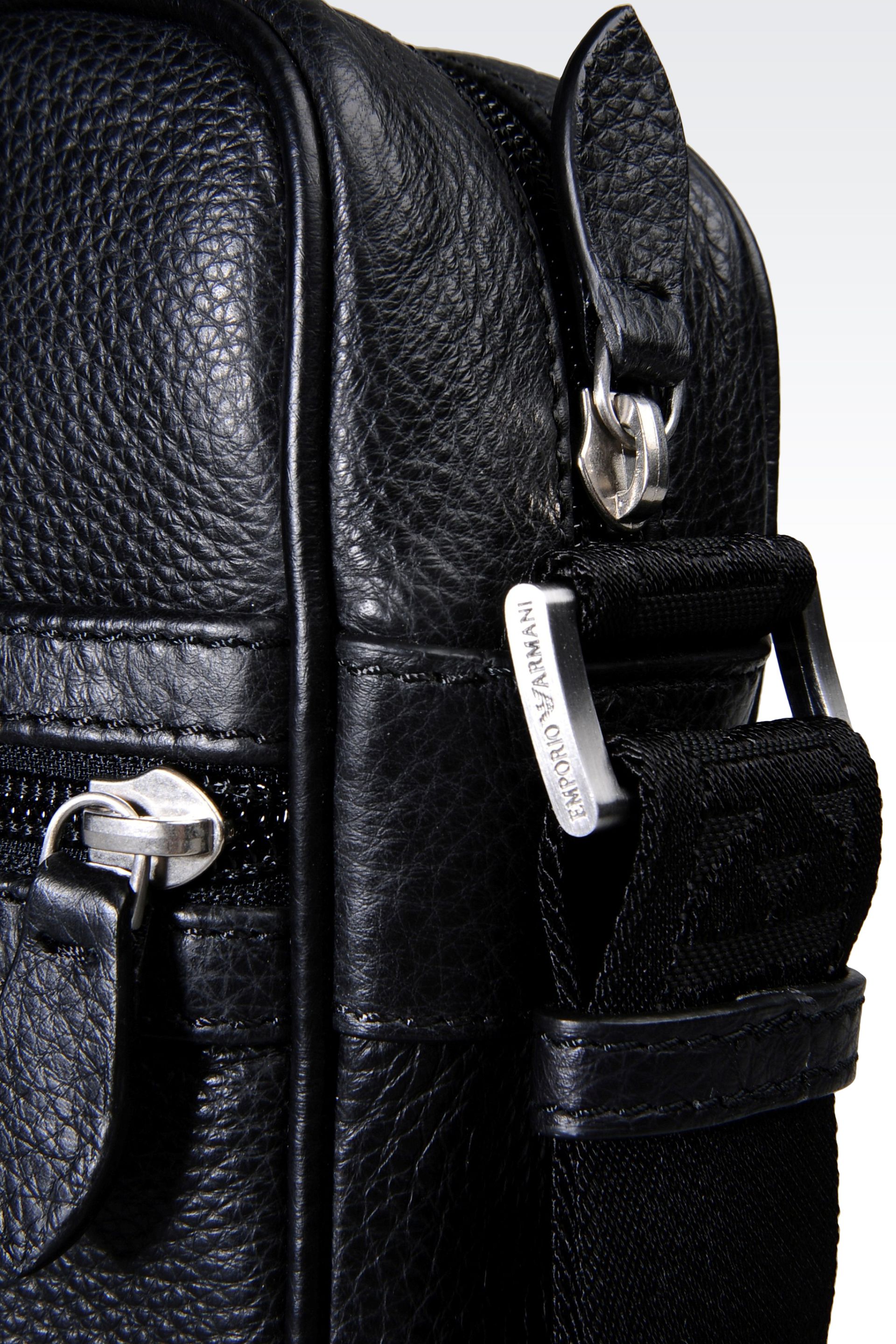 Emporio Armani Small Leather Shoulder Bag in Black for Men Lyst