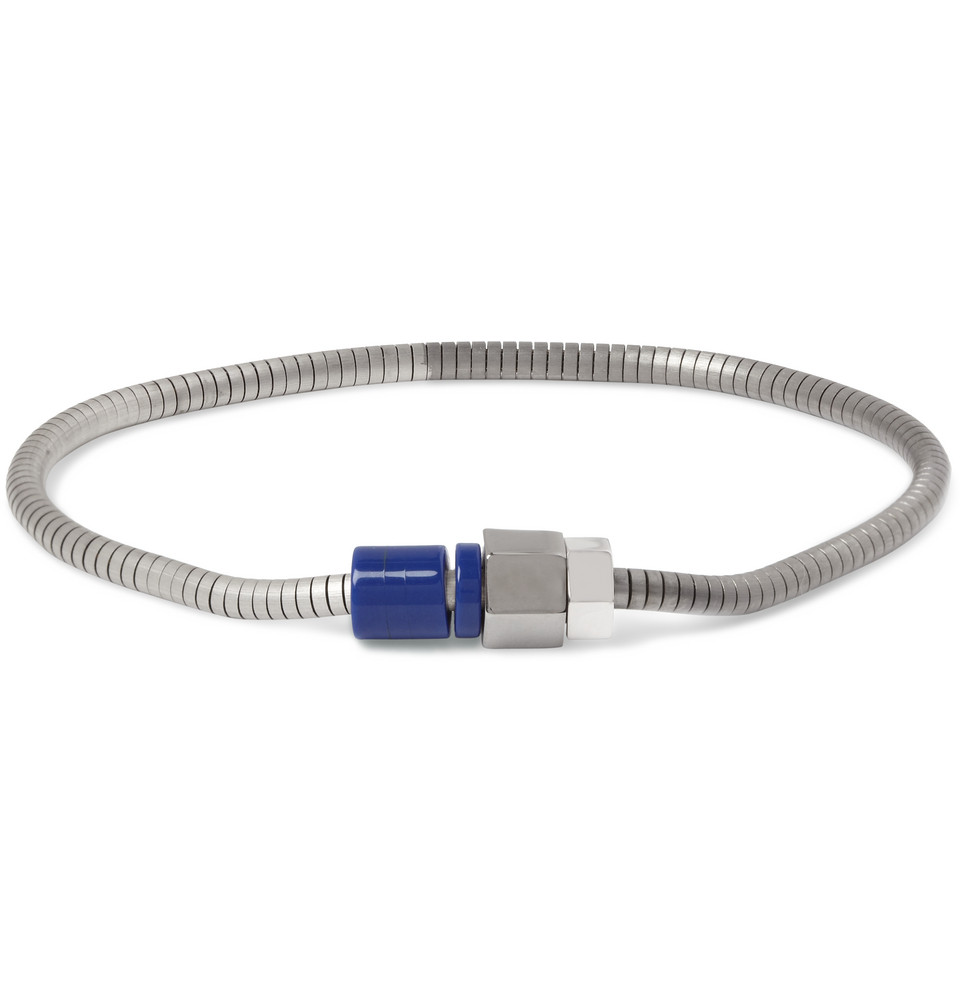 Lyst Lanvin Metal And Bead Bracelet In Metallic For Men Gallery