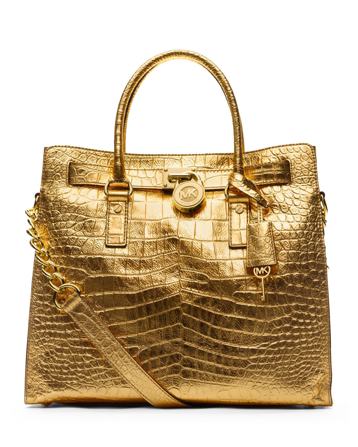 Michael Kors Michael Large Hamilton Crocodile Embossed Tote in Metallic |  Lyst