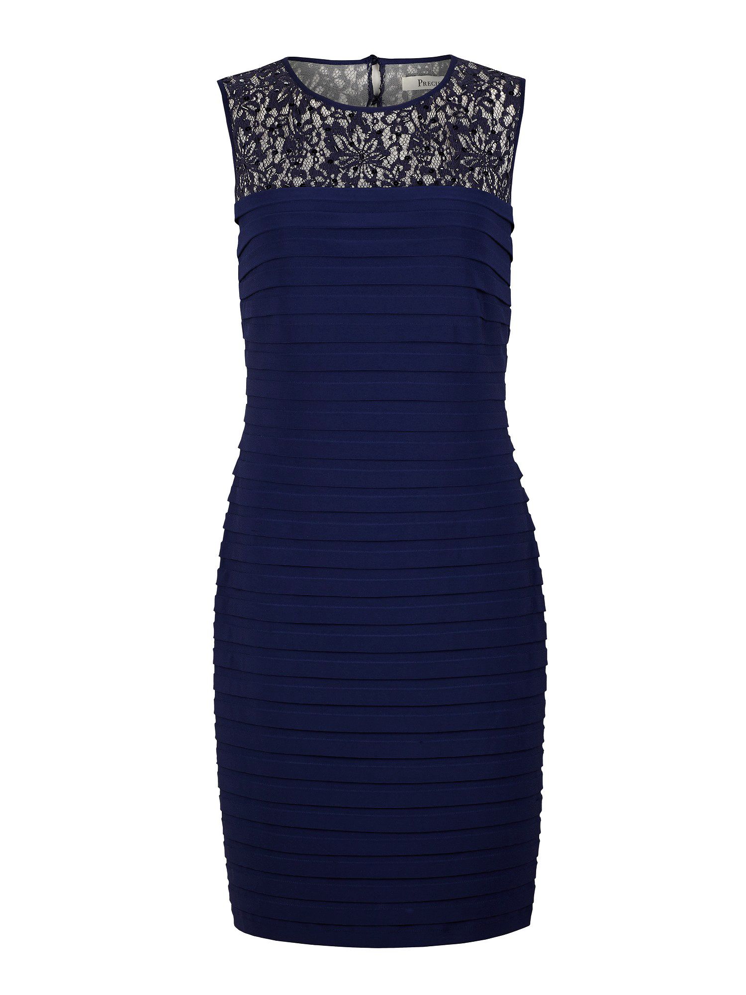 Precis Petite Navy Pleated Embellished Dress in Blue | Lyst