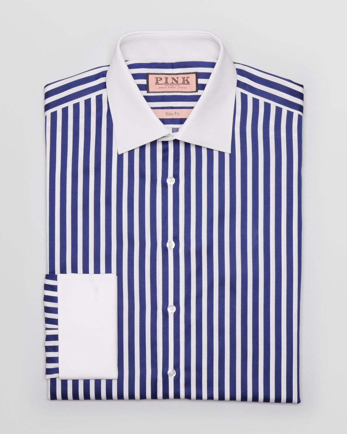 mens blue and white striped dress shirt