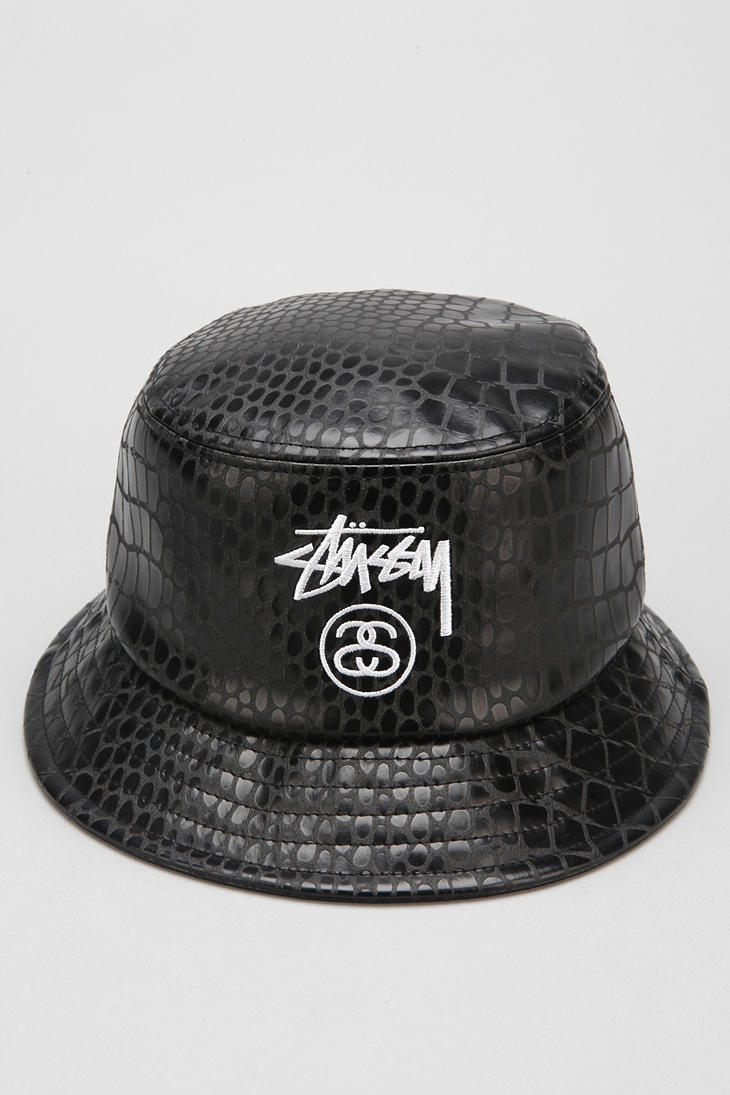 Stussy Crocodile-Effect Faux-Leather Hat in Black for Men | Lyst