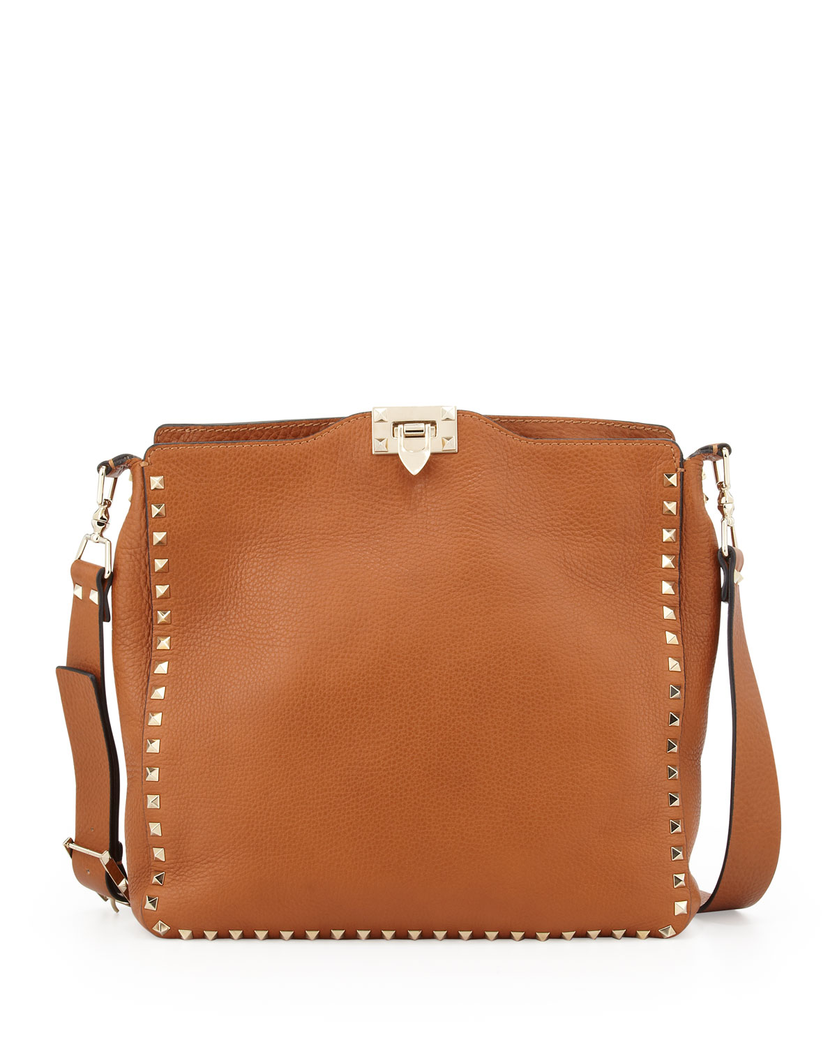 Lyst - Valentino Rockstud Medium Flip-lock Hobo Bag in Brown