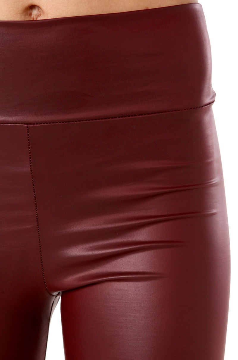 Lyst Akira High Waisted Pleather Leggings in Bordeaux in Red