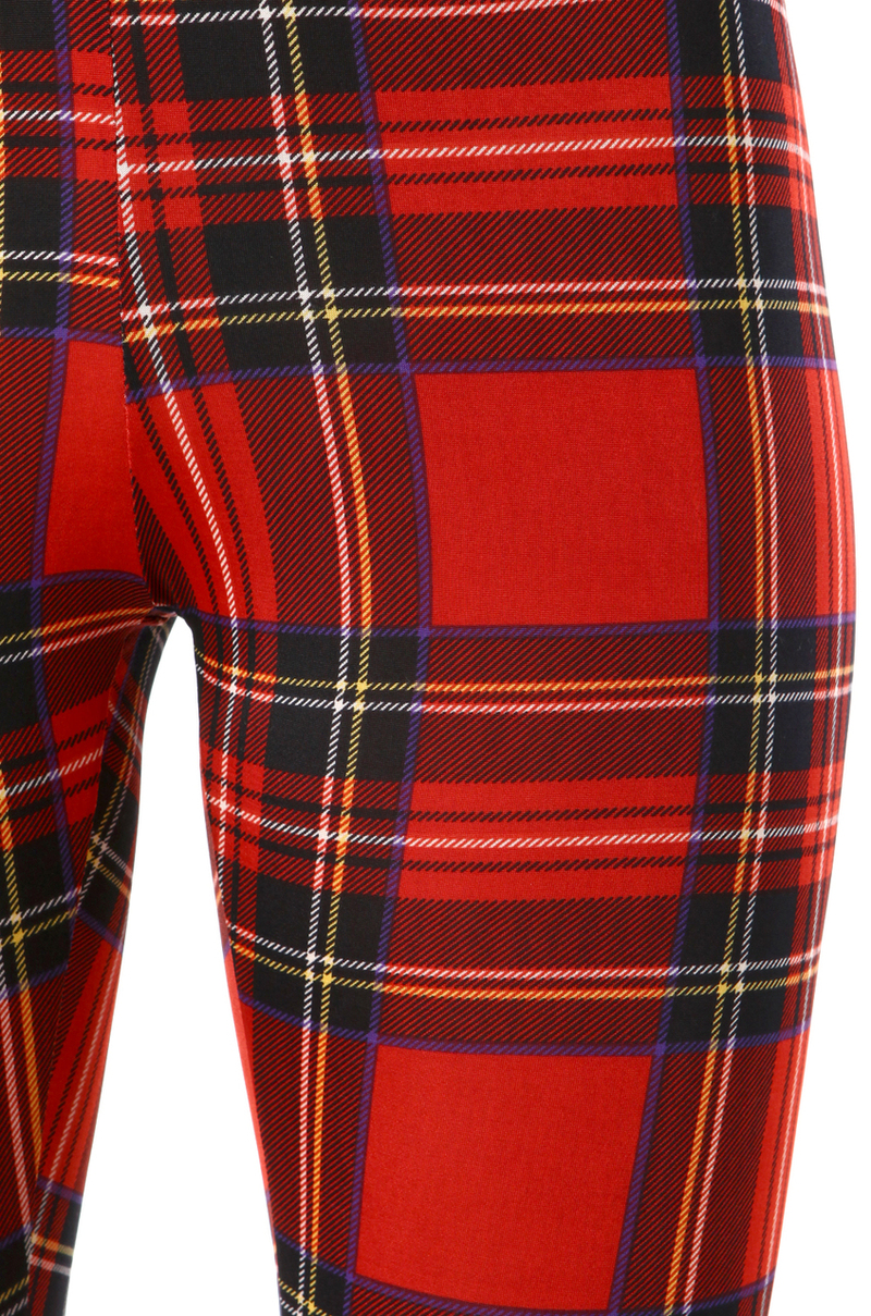 AKIRA Slinky Plaid Leggings in Red - Lyst