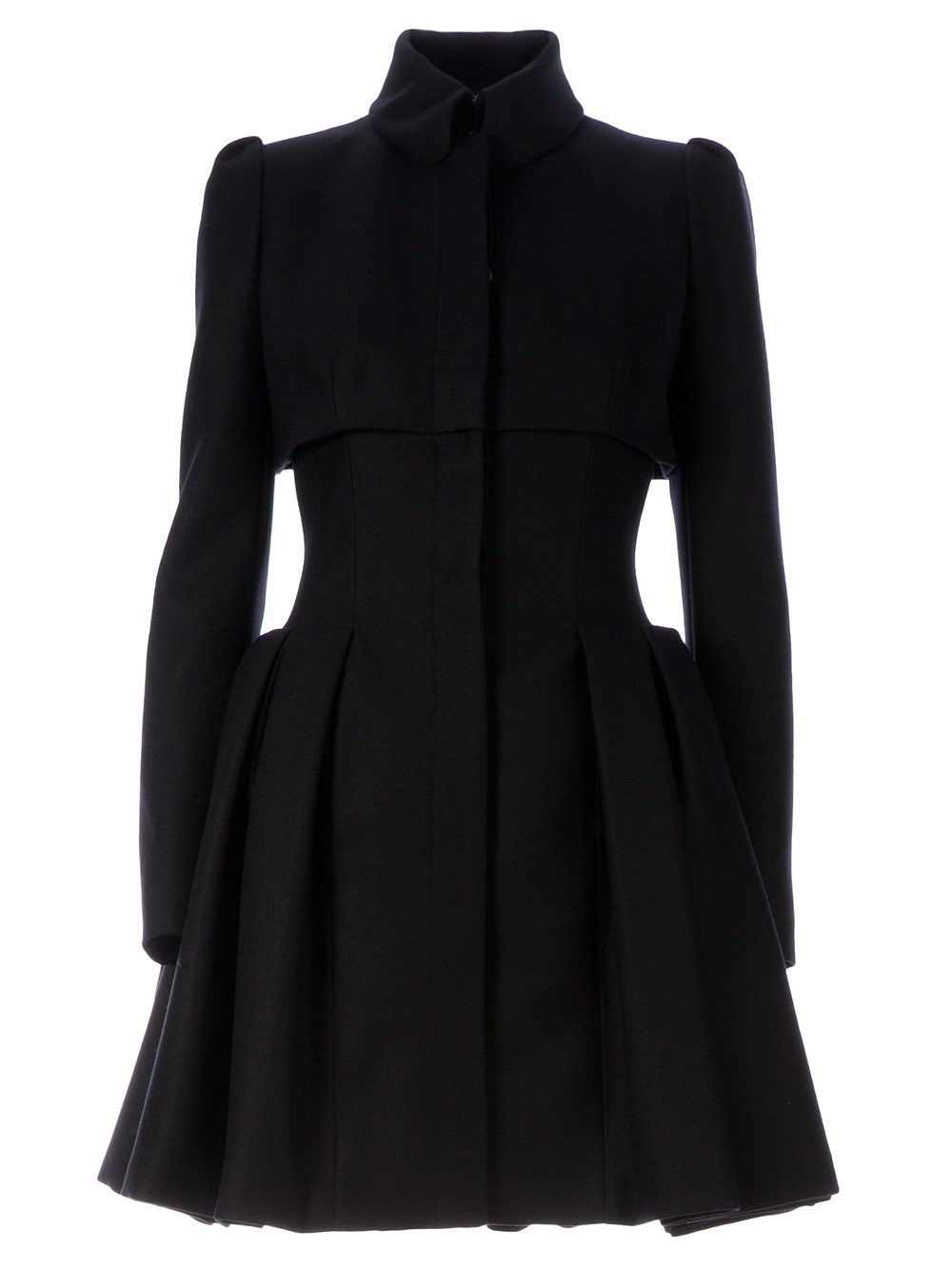 Alexander McQueen Flared Coat in Black - Lyst