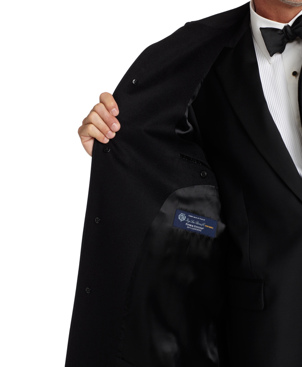 Brooks Brothers Brooksstorm® Cashmere Split Raglan Overcoat in Black