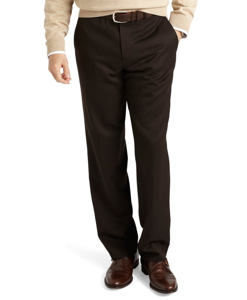 Brooks brothers Regent Fit Plain-front Classic Gabardine Trousers in Brown for Men | Lyst