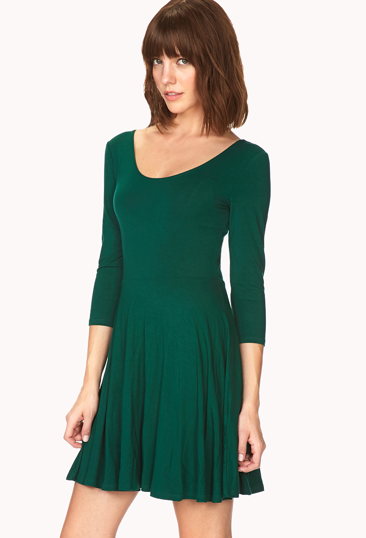 hunter green skater dress